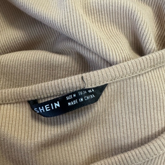 Elegant Tan Ruched Dress - Picture 8 of 9